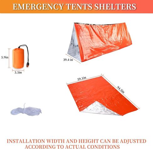 Emergency Survival Shelter Portable 2-Person Emergency Outdoor Tent Temporary Simple Sleeping Bag Warmth First Aid Blanket Can be Used as Survival Tent Emergency Warmth, Orange in Saudi Arabia
