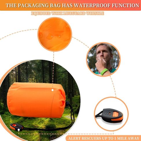 Emergency Survival Shelter Portable 2-Person Emergency Outdoor Tent Temporary Simple Sleeping Bag Warmth First Aid Blanket Can be Used as Survival Tent Emergency Warmth, Orange in Saudi Arabia