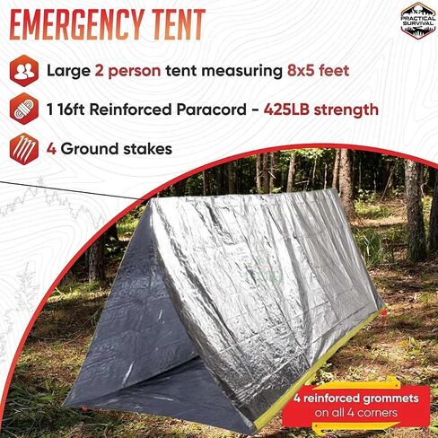 Emergency Shelter – 2 Person Survival Tent (7.4 oz) – Life Tent, Emergency Shelter, Tube Tent, Survival Tarp Premium Survival Gear Emergency Tent, Storm Shelter, and Bivy Tent for Camping Essentials in Saudi Arabia