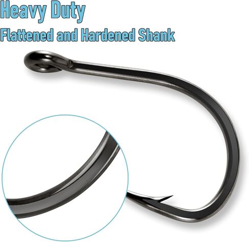 Dr.Fish 30 Pack Live Bait Hook Saltwater Fishing Hook in-line Hooks Tuna Surf Fishing Circle Hooks Striper Catfish Halibut Mackerel #1-12/0 in Kuwait