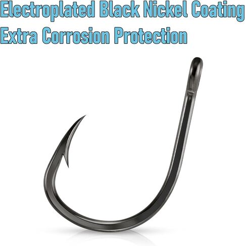 Dr.Fish 30 Pack Live Bait Hook Saltwater Fishing Hook in-line Hooks Tuna Surf Fishing Circle Hooks Striper Catfish Halibut Mackerel #1-12/0 in Kuwait