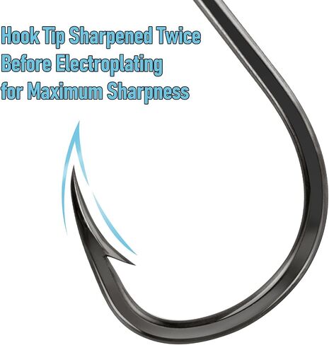Dr.Fish 30 Pack Live Bait Hook Saltwater Fishing Hook in-line Hooks Tuna Surf Fishing Circle Hooks Striper Catfish Halibut Mackerel #1-12/0 in Kuwait