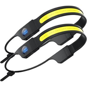 LED Headlamp Flashlight, 1000lumens 230° Broadbeam Headlight, USB Rechargeable Head Lamp with Digital Power Display, Lightweight Waterproof Headlamps for Camping Running Hiking, Flexible Silicone