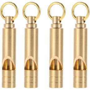 Brass Whistles 4 Pack, Emergency Survival Whistles Loud Safety Whistles for Adults, Self-Defense Whistle for Outdoor Activities, Distress Signal, Emergency Whistle for Hiking, Survival