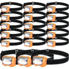 Macarrie 18 Pack LED Headlamps IPX4 Waterproof 3 Modes Headlamp Flashlight Bright Head Lights Camping Accessories for Adults Kids Hiking, Running, Repairing, Fishing, Batteries Not Included(Orange)