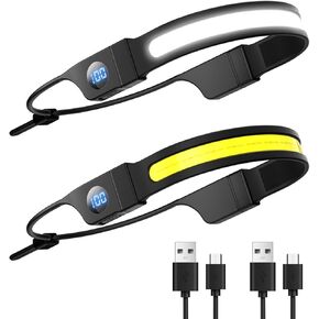 Rechargeable Headlamp 2 Pack, Bright Head Lights for Forehead with Adjustable Headband, 3 Modes White Red Light, Waterproof USB C Head lamps for Camping, Hiking, Running, Fishing