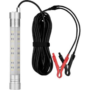 ضوء الصيد تحت الماء، 3500 ~ 38000lm 30W 80W 150W 300W، 12V 24V LED جاذبات الضوء الغاطسة لأرصفة قوارب الكاياك، تصنيف IP68 للمياه العذبة والمالحة (150W 20900lm كابل الضوء الأبيض 26 قدمًا)