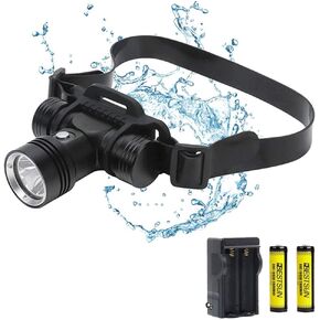Diving Headlamp 200000 Lumens,Rechargeable Swimming Headlight Super Bright,IPX8 Waterproof headlamp 3 Modes,Underwater 100m Swimming Head Lamp for Divers Under Water Sports (A)