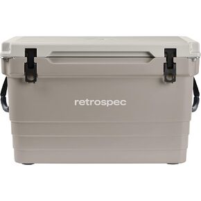 Retrospec Palisade Rotomolded 65 Qt Cooler - Fully Insulated Portable Ice Chest with Built in Bottle Opener, Tie-Down Slots & Dry Goods Basket - Large Beach, Camping & Travel Coolers - Dune