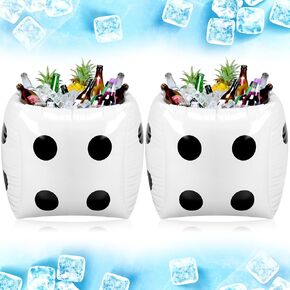 Inflatable Dice Cooler Blow up Dice Party Cooler Casino Party Decor 18 Inch Giant Inflatable Dice Field Cooler Ice Serving Buffet Salad Cooler Drink Floatie for Casino Game Party