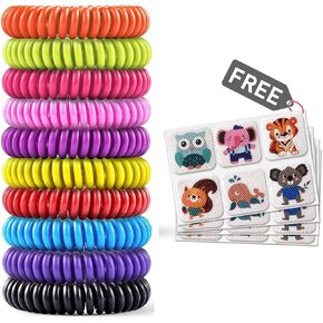 Mosquito Bracelet 20 Pack with 4 Patches, Waterproof Bug Repellent Wrist Bands, Fit for Kids & Adults, Natural Ingredients and Deet-Free,pest Control, Safe Indoor Outdoor Protection