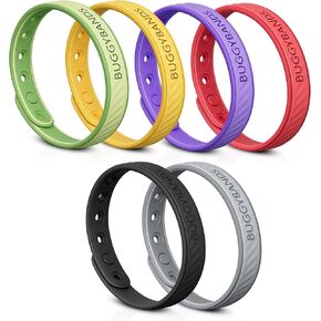 Mosquito Repellent Bracelets, 6 Pack Silicone Mosquito Repellent Bands with DEET Free, Natural & Waterproof Bug Wristbands for Kids and Adults, Outdoor Traveling Protection
