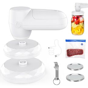 Electric Mason Jar Vacuum Sealer Kits for Wide Mouth Regular Mouth Mason Jars and Vacuum Bags, Multi-functional Handheld Vacuum Sealer for Food Storage and Fermentation