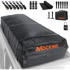 Mockins XXL 50 قدم مكعب 85 بوصة × 50 بوصة × 20 بوصة حقيبة حامل بضائع مقاومة للماء على السطح | حقيبة سقف السيارة ذات هيكل ناعم حامل بضائع لأعلى السيارة | حقيبة سقف قوية من الفينيل للتخزين العلوي للسيارة | حامل بضائع سقف السيارة in Kuwait