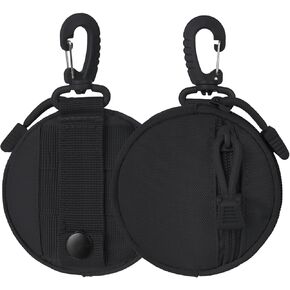 2 Pack Coin Bag, Small Molle Pouch Accessories, Tactical Pouches with Zipper and Carabiner, Mini Backpack Style Key Chain Pocket for Man Adults