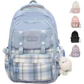 Kawaii Backpack with Cute Accessories Versatile Big Capacity Cute Aesthetic Travel Backpacks Adorable Lovely Daypack (Black)