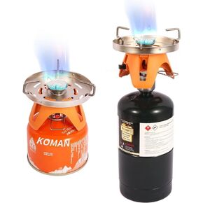 KOMAN Portable Camping Stove Backpacking Stove with Piezo Ignition,10000BTU Camping Gas Stove kit for Outdoor Cooking, Outdoor Windproof Camp Cooking，Camping Burner Propane Portable(Fuel not included)