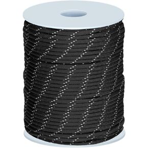 Reflective Nylon Rope 50 Meters Reflective Paracord Rope 4mm for Garden Outdoors Camping Survival Cord (Black) in Kuwait