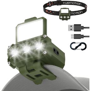 Headlamp Rechargeable USB C Headlamps for Adults Flashlight LED Headlights for Head Lights for Forehead Lamps with Red Light Mode Camping Hiking, Small, Dark Green, 32007205-1