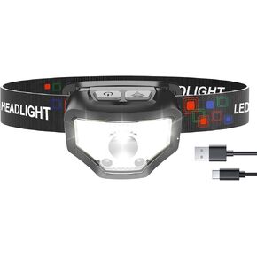 Headlamp Rechargeable, 1200 Lumen Super Bright with White Red LED Head Lamp Flashlight, 12 Modes, Motion Sensor, Waterproof, Outdoor Fishing Camping Running Cycling Headlight