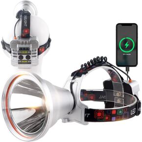 Rechargeable LED Headlamp with Super Wide Bright Light Spot – Ideal for Long-Distance Illumination, USB Charging for Your Phone, Perfect for Fishing, Camping, Hiking, Emergency Searching