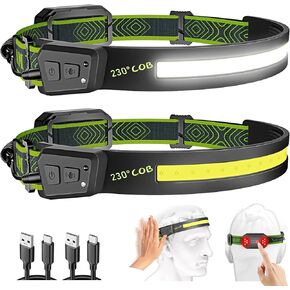 Headlamp Rechargeable, 1000LM 230°Wide-Beam Rechargeable Head Lamp with Motion Sensor & Taillight, Waterproof Lightweight LED Flashlight for Camping, Hiking, Running, Outdoor for Adults and Kids