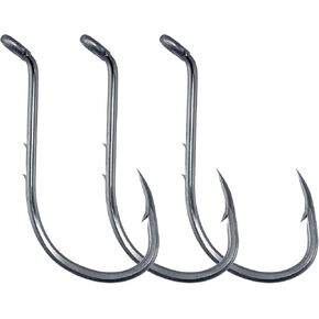 Dr.Fish 100 Pack Octopus Hooks Baitholder Fishing Hooks Circle Live Bait Hooks Double Barbed Shank Freshwater Fishing Hook for Bass Trout Crappie Panfish