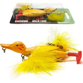 Duck Lures Top Water Duck Fishing Lures, Baby Duck Fishing Lures with Splashing Feet Rooster Baits Tails for Bass Trout Crappie, Propeller Duck Lure Swimbait for Freshwater Saltwater