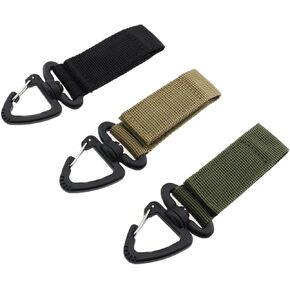 3PCS Outdoor Tactical Backpack Buckle 360 Degree Rotating Triangle Buckle Multi Functional Mountaineering Buckle D Ring Keychain For Camping Hiking Soft Webbing Construction Worker