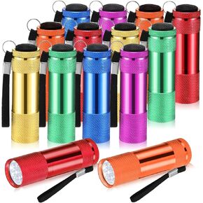VIHOSE 12 Pcs Mini Flashlights Bulk, Bright Aluminum Handheld Flash Lights with Lanyard, Small LED Flashlights for Kids Night Reading Emergency Hurricane Camping Hiking Party Favors(Gray)