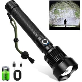 LED Flashlights High Lumen ，Rechargeable Handheld Flashlight ，Powerful990000 Lumen Flashlight with Zoomable 5 Modes & Waterproof for Camping Emergencies