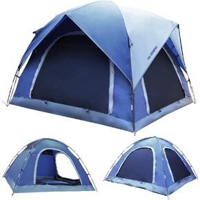 3 Person Tents for Camping, HIKERBRO Small Dome Tent with 2 Upgraded Doors & Half Mesh Ceiling, Waterproof 4 Person Camping Tent with Removable Rainfly, 2/3/4 Person Easy Up Tents for Hiking Traveling