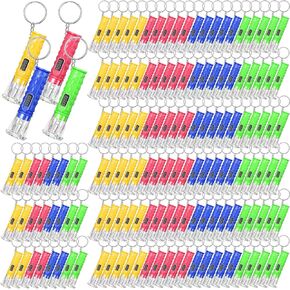 Jexine 150 Pcs Mini Flashlight Keychain, Assorted Colors Portable LED Flashlight, Colored Handheld Plastic Keychain Flashlights, LED Key Chains for Halloween Hiking Camping Cycling Party Favors