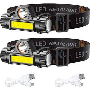 2 Packs LED Headlamps, Portable, Long Range, Rechargeable, High Lumen, Battery Powered