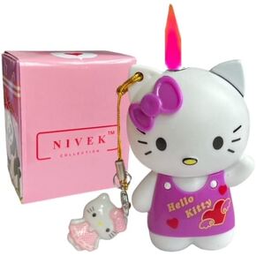 NIVEK Kitty Cat Y2K Cool Lighter 3D Torch Pink Flame Cute Character Japanese Pendant Refillable Collectable (Pink)