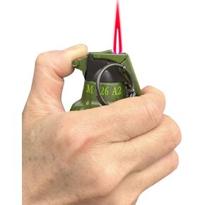 Green Cool Lighter,Refillable Butane Jet Torch Flame Windproof Lighters,Adjustable,Camping BBQ Kitchen Outdoors (W1)