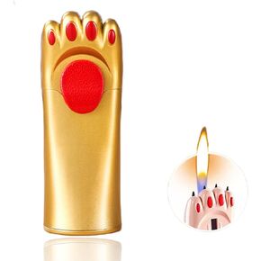 Cat Paw Cute Butane Lighters Refillable, Pretty Aesthetic Novelty Lighter, Unique Gifts for Women Fireplace Candles Camping BBQ (No Butane Fuel) (Black)