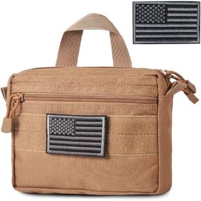 MOLLE Pouch - 1000D Tactical Handbag Multi-Purpose Compact Pouches Utility EDC Hanging Tool Bag with US Flag Patch