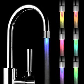 SNOMYRS 3-Color Temperature Sensitive Gradient LED Water Faucet Light Water Stream Color Changing Faucet Tap Sink Faucet for Kitchen and Bathroom (3 Color-1PC)