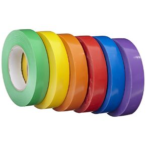 School Specialty Vinyl Gym Tape School Pack - 1 inch x 60 yards - Set of 6 - Assorted Colors