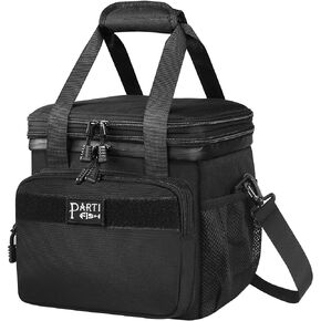 Insulated Reusable Lunch Box Bag 10L 15L Adjustable Dry Wet Double Deck Waterproof Leakproof Non-slip Heavy Duty Thermal Soft Lunch Pail Cooler Bag Kit for Men Women, M, Black