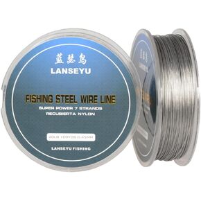 Fishing 100 Metres 0.45mm 20LB Fishing Steel Wire Lines Fishing Wire Nylon Coated 7 Strands Stainless Steel Leader Wire