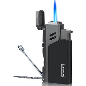 ولاعة سيجار من PROMISE Jet Torch، ولاعة لهب قوية، ولاعات Jetflame قابلة للتعديل، ولاعة سيجار قابلة لإعادة الملء في الخارج (أسود)