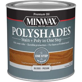 Minwax PolyShades Wood Stain + Polyurethane Finish – ½ Pint, Mission Oak, Satin