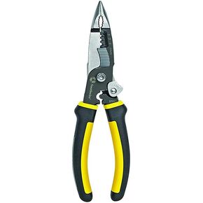 Southwire S7N1HD 7-In-1 Multi-Tool Plier: Shears 6-32 & 8-32 Bolts; Grips; Strips 10-14 AWG SOL & 12-16 AWG STR; Bolt spanner; Bolt shears; Crimper; Reamer; Heavy Duty Forged Steel