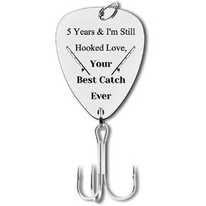 5 Years Anniversary Hook Gift for Him Her 5th Wedding Anniversary Fishing Lovers Gifts Fishing Lure Gifts for Men Fisherman Gifts for Husband Boyfriend 5th Couple Anniversary Hook Gifts