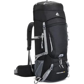 Bseash 60L Waterproof Hiking Camping Backpack with Rain Cover, Lightweight Outdoor Sport Travel Daypack for Climbing Touring (Black)