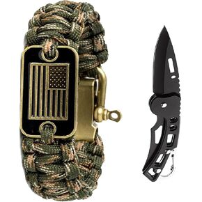 Veteran Military Paracord with Outdoor MutiTools - US Veteran Bracelet for Men!