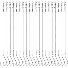 Circle Hooks Rigs Catfish Rig,20pcs Saltwater Fishing Hooks with Leader Catfish Hook Rigs Steel Wire Leaders Pre-Rigged Fishing Leader Hook Rigs for Catfish Bass
