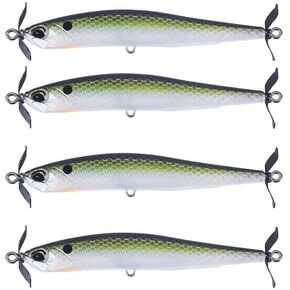 Realis DUO Realis Spybait 80mm/3.14", Pack of 4 - Premium Hard body Spinbait, Propbait, Lifelike Swimbait for Bass Trout Crappie, Slow Sinking Bass Fishing Lure, Premium Japanese Quality
